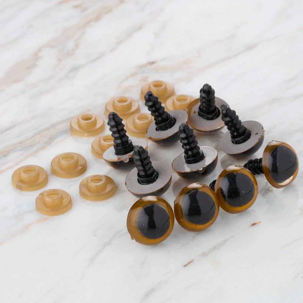 Loren 14 mm Açık Kahverengi 5 Çift Amigurumi Göz